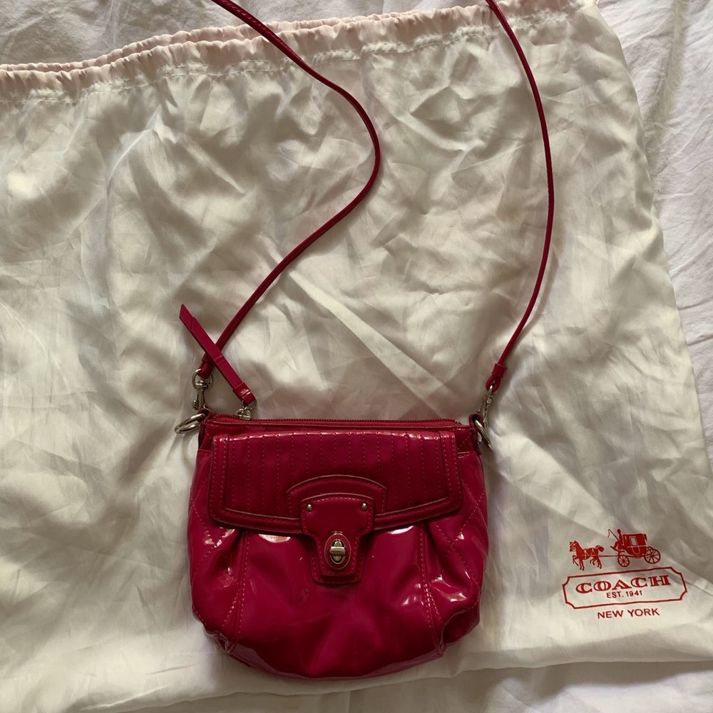 Authentic paten leather coach crossbody